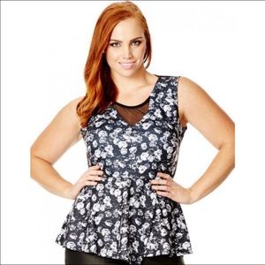 NWOT: City Chic Roses Peplum Top